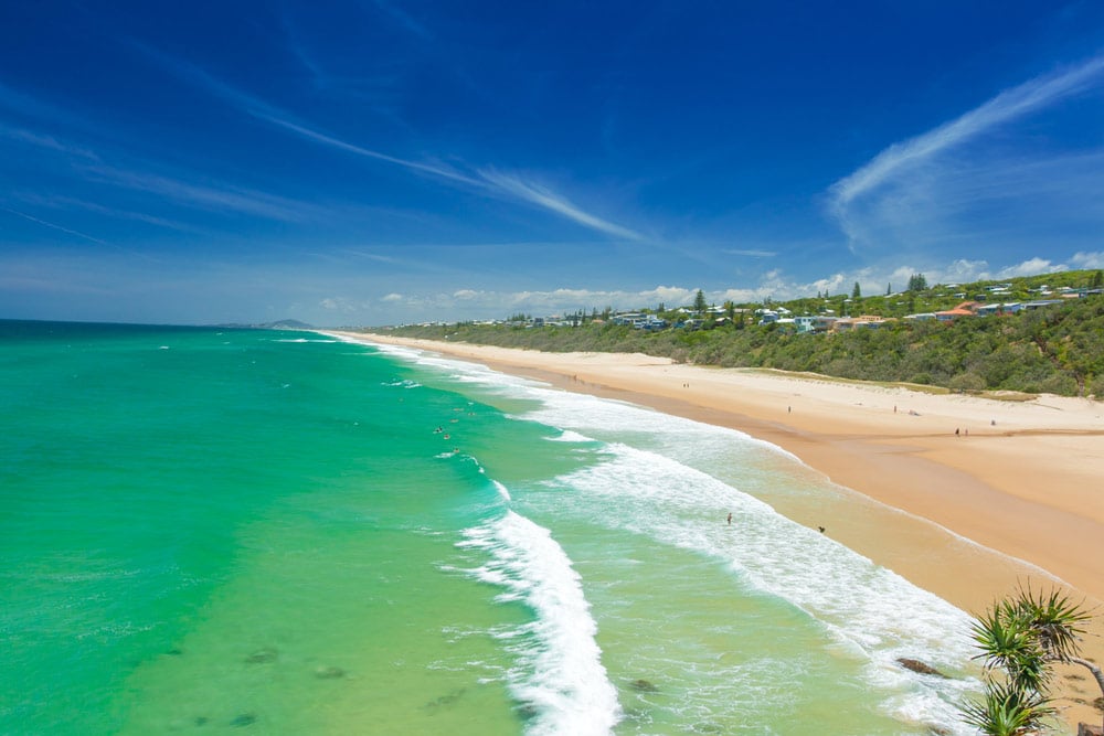 Aerial View Of A Beach In Sunshine Coast